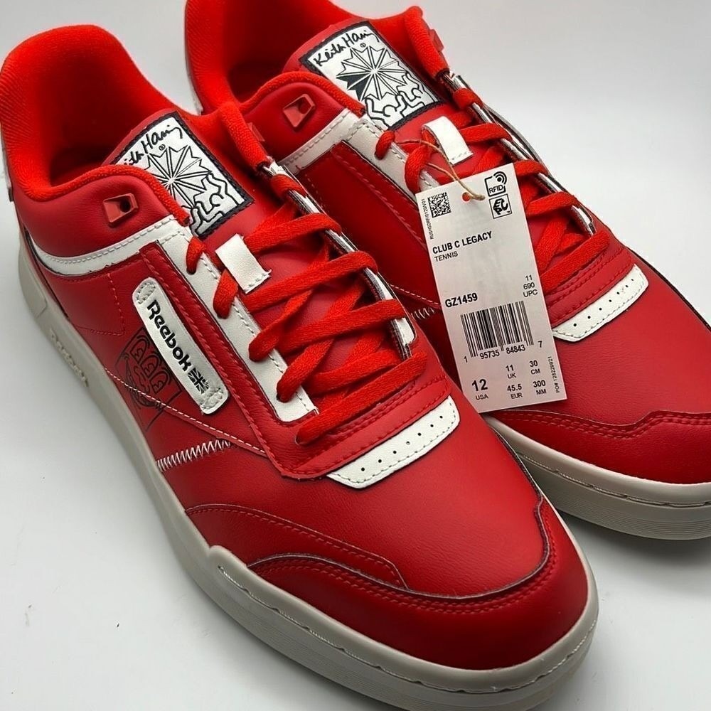 Reebok Club C Legacy "Keith Haring" Instinct Red‎ Chalk Instinct Red Men 12 NWB